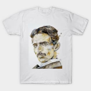 NIKOLA TESLA watercolor portrait .2 T-Shirt